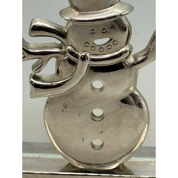 Kirkland 3D Snowman Candleholder 5in Silver Frosted Glass Tealight Used READ - Picture 2 of 9